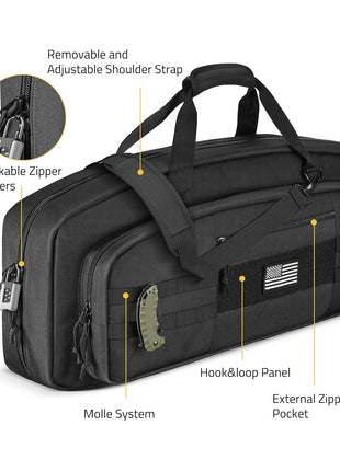 Gun Case with Lockable Zipper and Adjustable Shoulder Strap