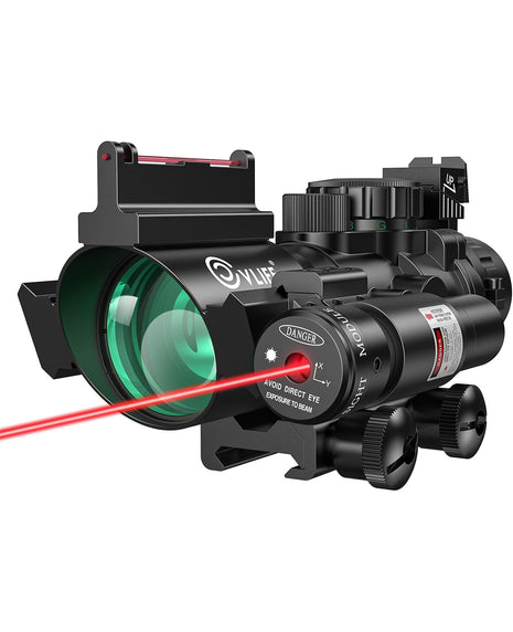 CVLIFE 4x32 Prism Tactical Compact Rifle Scope with Red Laser