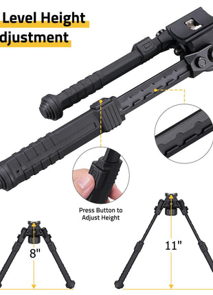 Rifle Bipod with 7 Level Height Adjustment