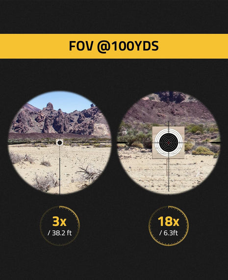 CVLIFE best rifle scope has 3-18x magnification.