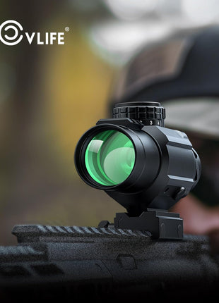 CVLIFE 3x32 Prism Tactical Rifle Scope Red & Green Illuminated BDC Reticle Scope with Piggyback Moun