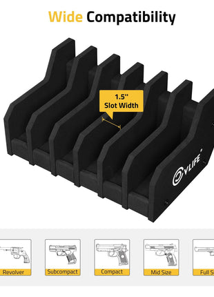 6-Slot Pistol Rack with Wide Compatibility