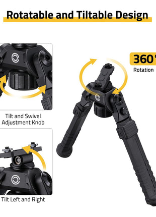 CVLIFE Height Adjustment Rifle Bipod with Rotatable and Tiltable Design