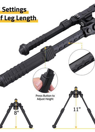 CVLIFE Height Adjustment Rifle Bipod with 7 Settings of Leg Length