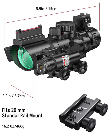 CVLIFE JackalHowl 4x32 Scope Red & Green & Blue Illuminated Reticle Scope