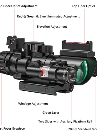 CVLIFE JackalHowl 4x32 Scope Red & Green & Blue Illuminated Reticle Scope