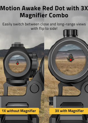 Motion Awake Red Dot with 3X Magnifier Combo