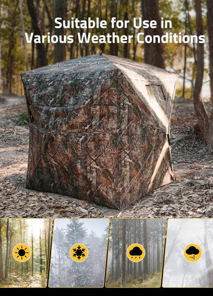 Hunting blinds suitable for various weather conditions