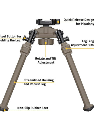 CVLIFE Schnellwechsel-Bipod mit Schwenk- und Neigefunktion, Picatinny-Bipod, 360 Grad verstellbare Bipods