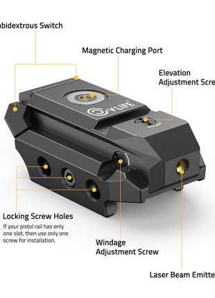CVLIFE Rechargeable Compact Red/Green Laser Sight