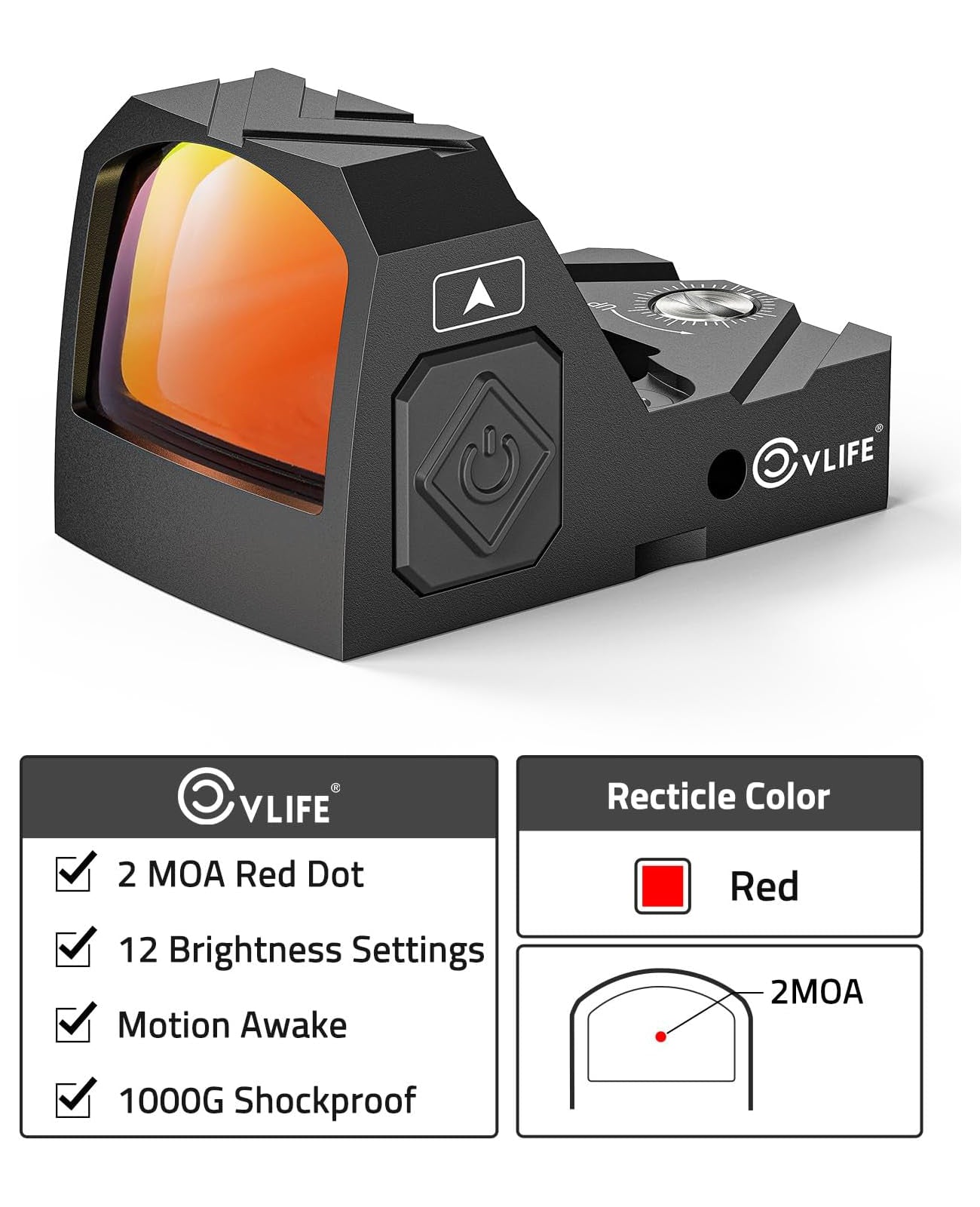 CVLIFE JackalHowl Motion Awake Red Dot Sight 2 MOA Red Dot Optics for