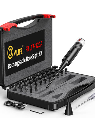 CVLIFE Upgraded Rechargeable Bore Sight Laser with 32 Adapter Kit, Professional Red Laser Bore Sight with Powerful Support for Hunting