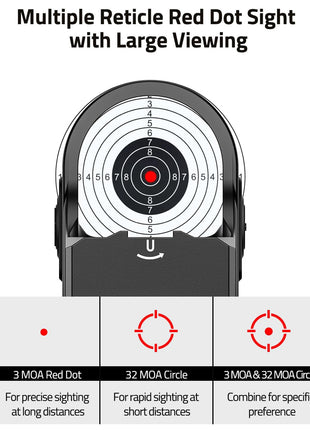 Multiple Reticle Red Dot Sightwith Large Viewing