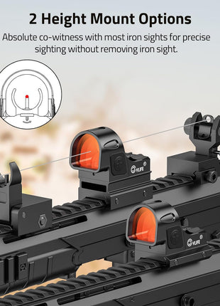 CVLIFE WolfCovert Auto-Brightness Multi Reticle Red Dot Sight with 2 Height Mount Options