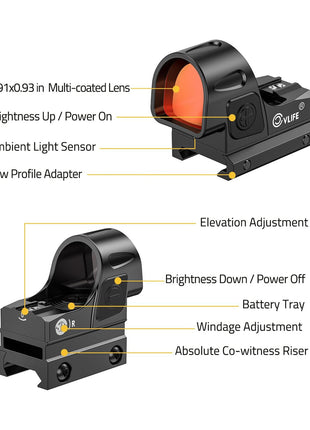 Details of  CVLIFE WolfCovert Auto-Brightness Multi Reticle Red Dot Sight