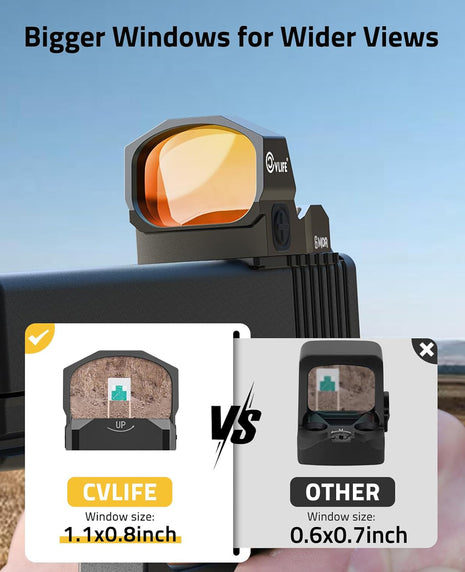 CVLIFE WolfCovert Motion Awake 6 MOA Pistol Red Dot Sight with Bigger Windows for Wider Views