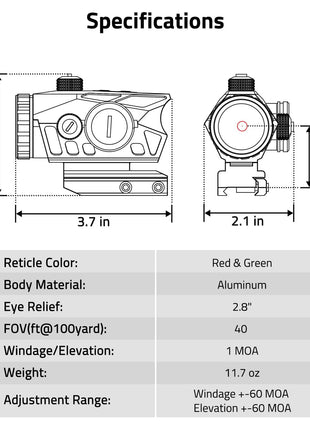 Specifications of CVLIFE WolfProwl 3X Prism Scope