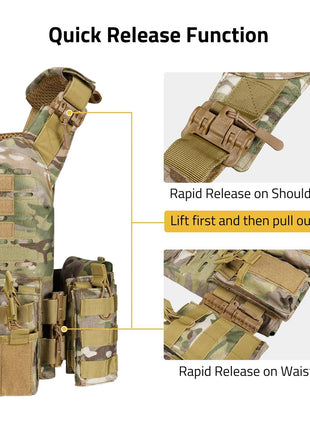 CVLIFE Adjustable Shoulder Pad and Belt Tactical Vest