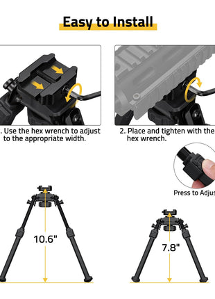 CVLIFE Picatinny Rifle Bipod Adjustable Rotation 360 Degrees