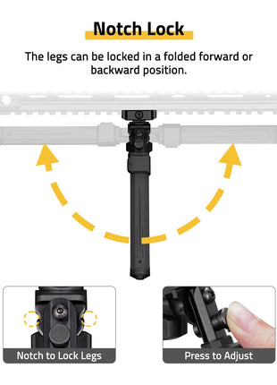 CVLIFE Picatinny Rifle Bipod Adjustable Rotation 360 Degrees