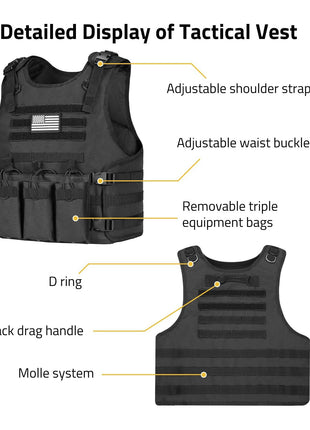 CVLIFE Removable and Simple Weighted Tactical Vest