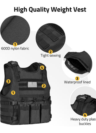 CVLIFE Removable and Simple Weighted Tactical Vest