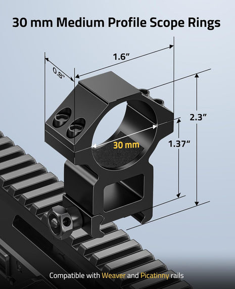 CVLIFE 30mm Medium Profile Scope Rings Compatible with Weaver and Picatinny Rails