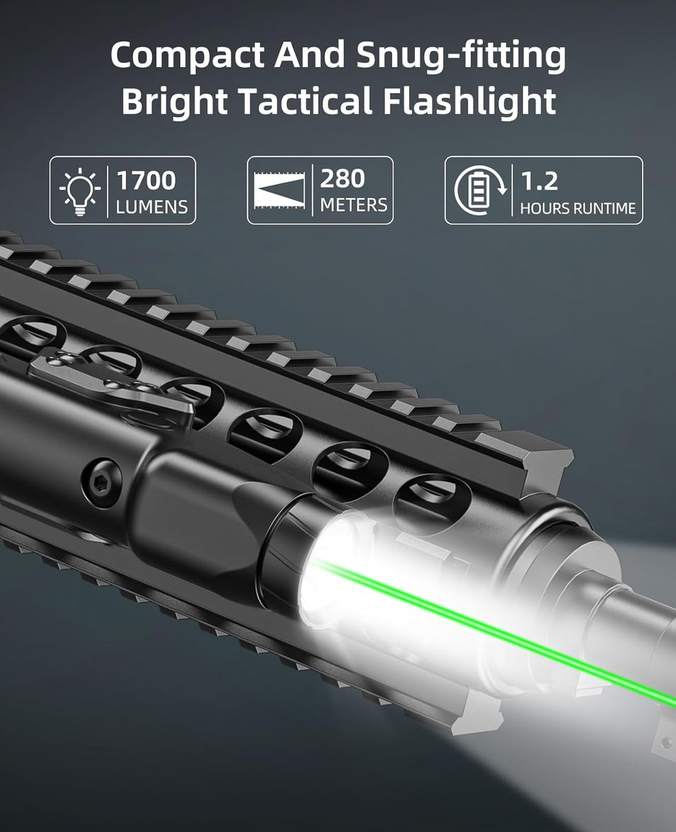 CVLIFE 1700 Lumens Green Laser Light Combo for Rifle Tactical Flashlig