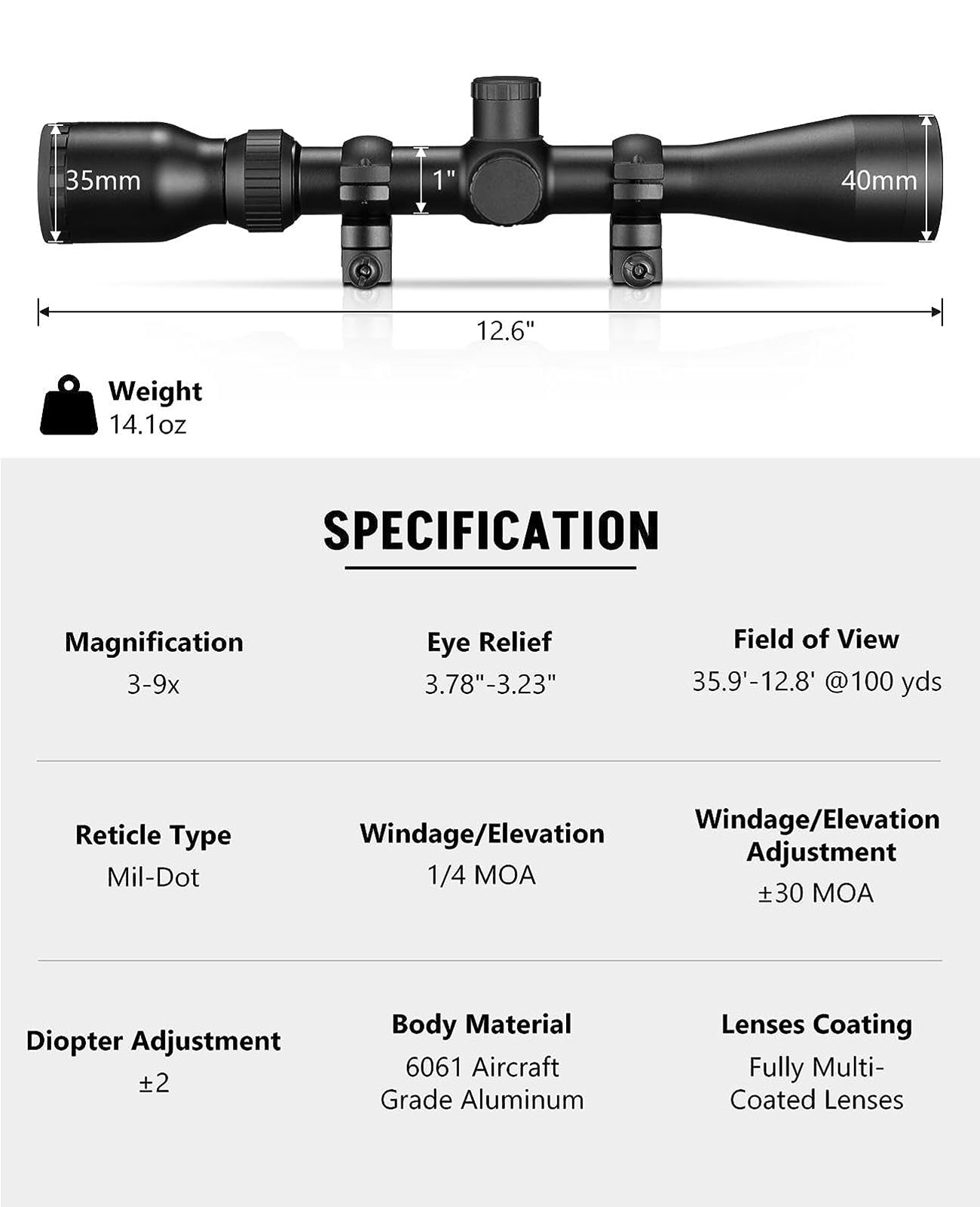 Mira Telescopica Crossfire® II 3-9x40 SFP V-Brite MOA - Vortex Optics