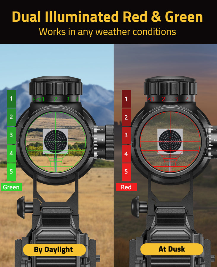 CVLIFE FoxSpook 6-24x50 AOE Riflescope Red and Green Illuminated Scope