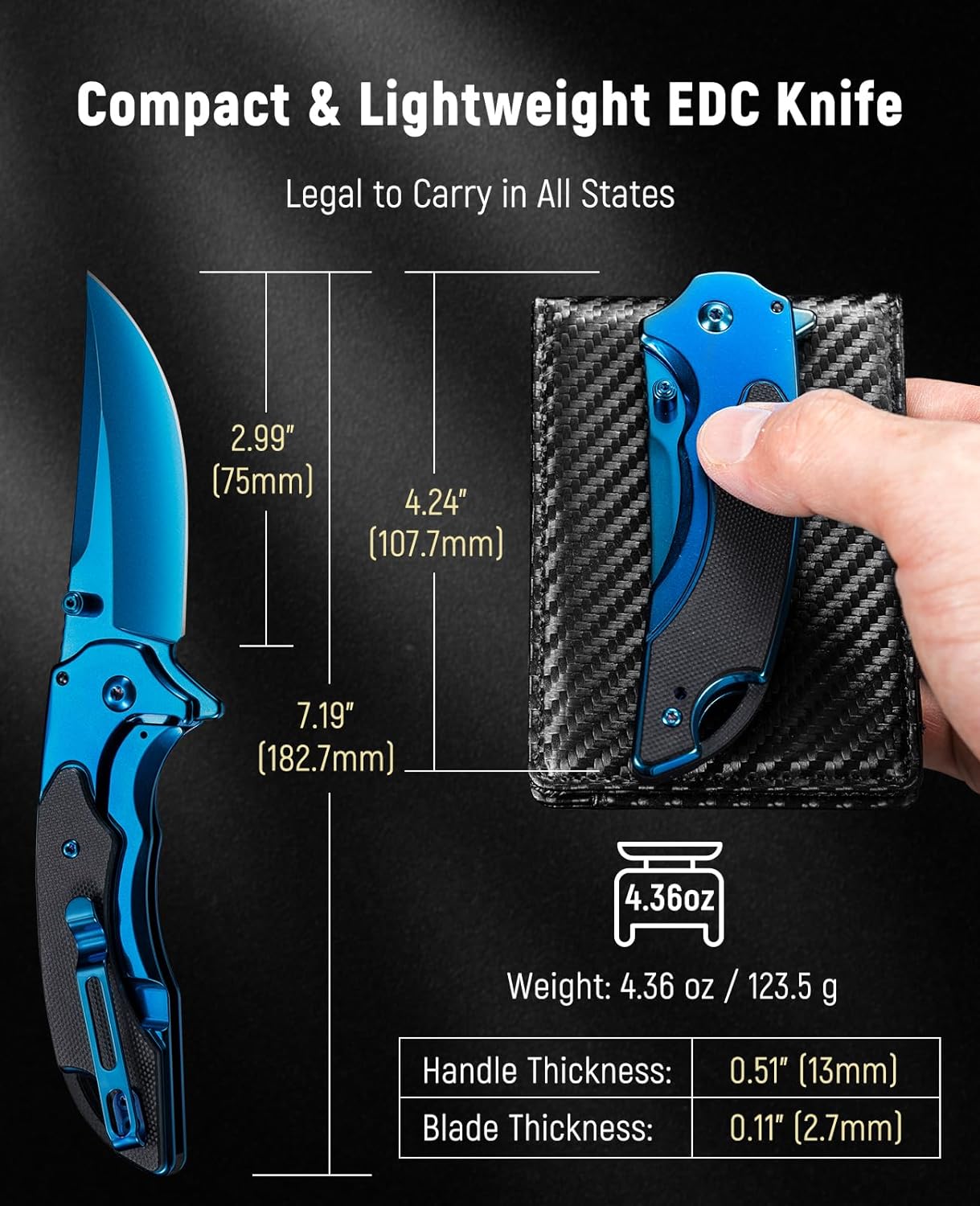  KEXMO Pocket Knife for Men - 3.46 Sharp Blade Wood